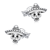 Mexican Sugar Skull Style Silver Ear Stud STS-5218